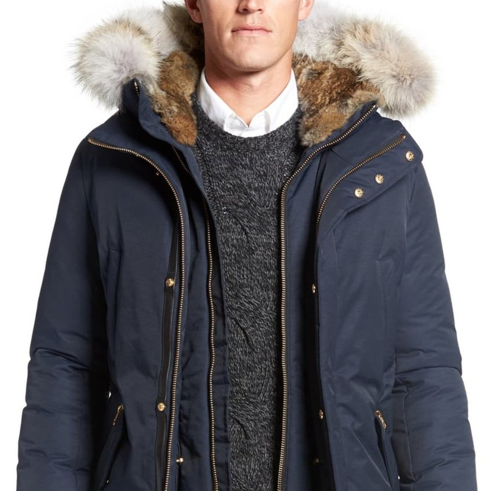 MACKAGE Edward Down Parka, Genuine Coyote fur NAVY